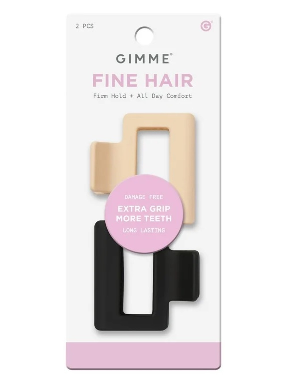 Gimme Fine Hair 2-Pack Rectangle Hair Clips in Beige & Black NWT